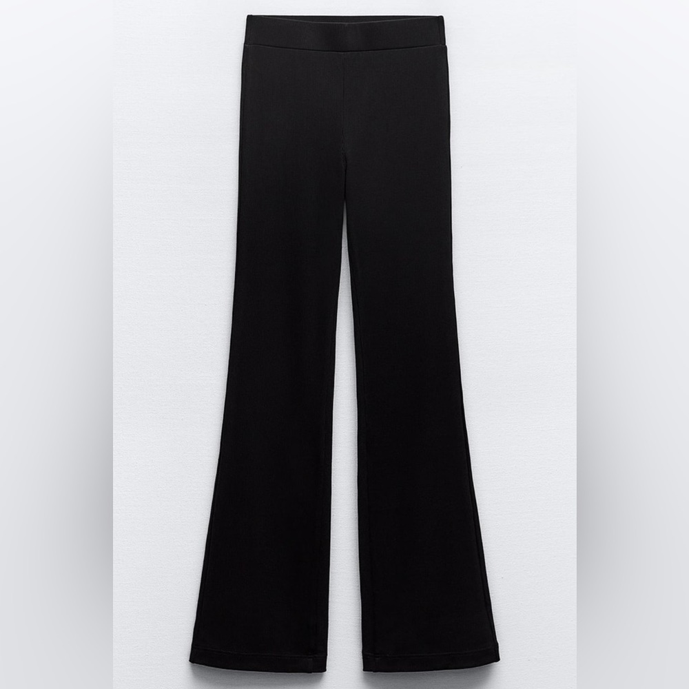 zara brand new black ribbed flare legging pants
